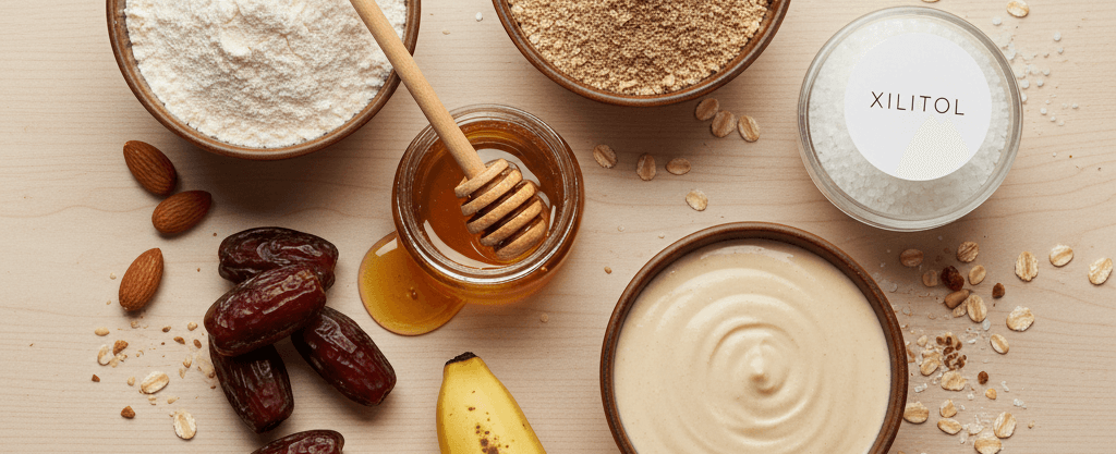 Imagem de farinhas e ingredientes saudáveis